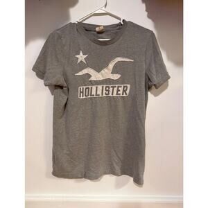 Y2K Style Hollister Muscle Shirt Mens M Gray Soft Puff Graphic